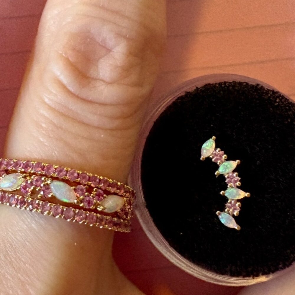 BVLA Fiona with genuine opal and light pink sapphires in 14kt gold